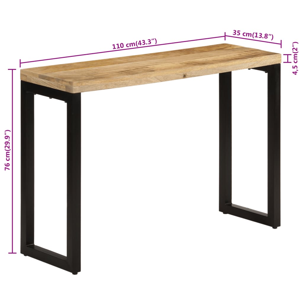 Τραπέζι Κονσόλα 110x35x76 εκ. από Μασίφ Ακατέργαστο Ξύλο Μάνγκο