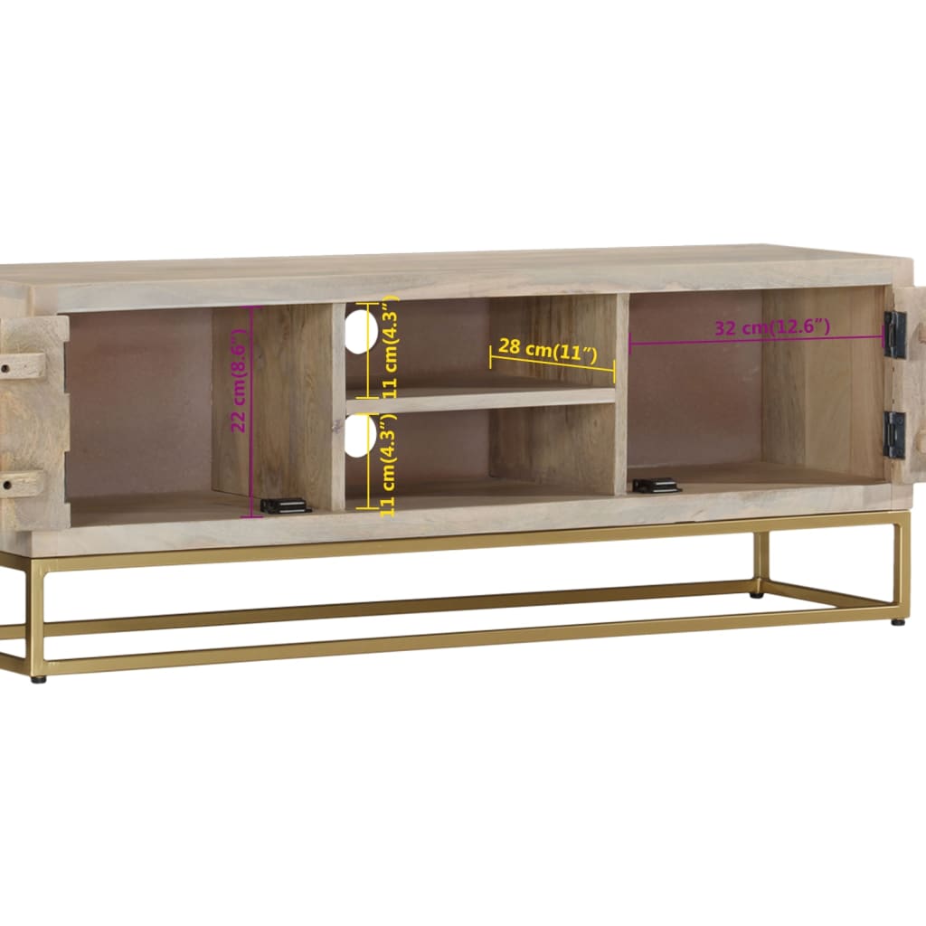 Έπιπλο Τηλεόρασης 110x30x40εκ. από Μασίφ Ξεβαμμένο Ξύλο Μάνγκο