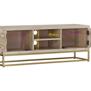 Έπιπλο Τηλεόρασης 110x30x40εκ. από Μασίφ Ξεβαμμένο Ξύλο Μάνγκο