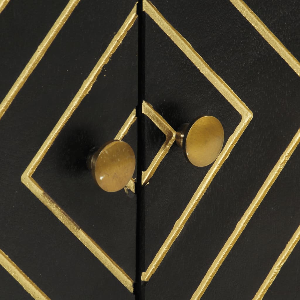 Μπουφές Μαύρος και Χρυσός 110x30x75 εκ. από Μασίφ Ξύλο Μάνγκο - Pakobazaar