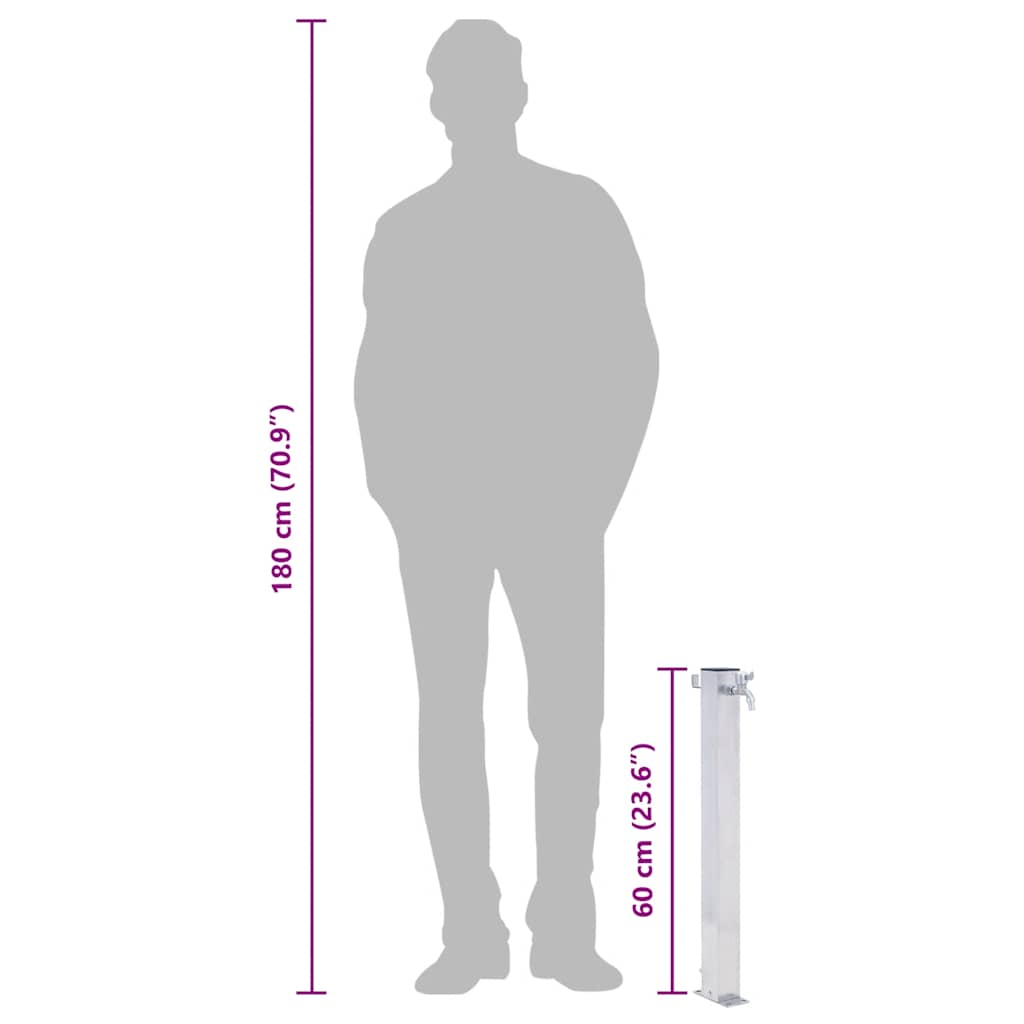 Βρύση Δαπέδου Κήπου Τετράγωνη 60 εκ. από Ανοξείδωτο Ατσάλι