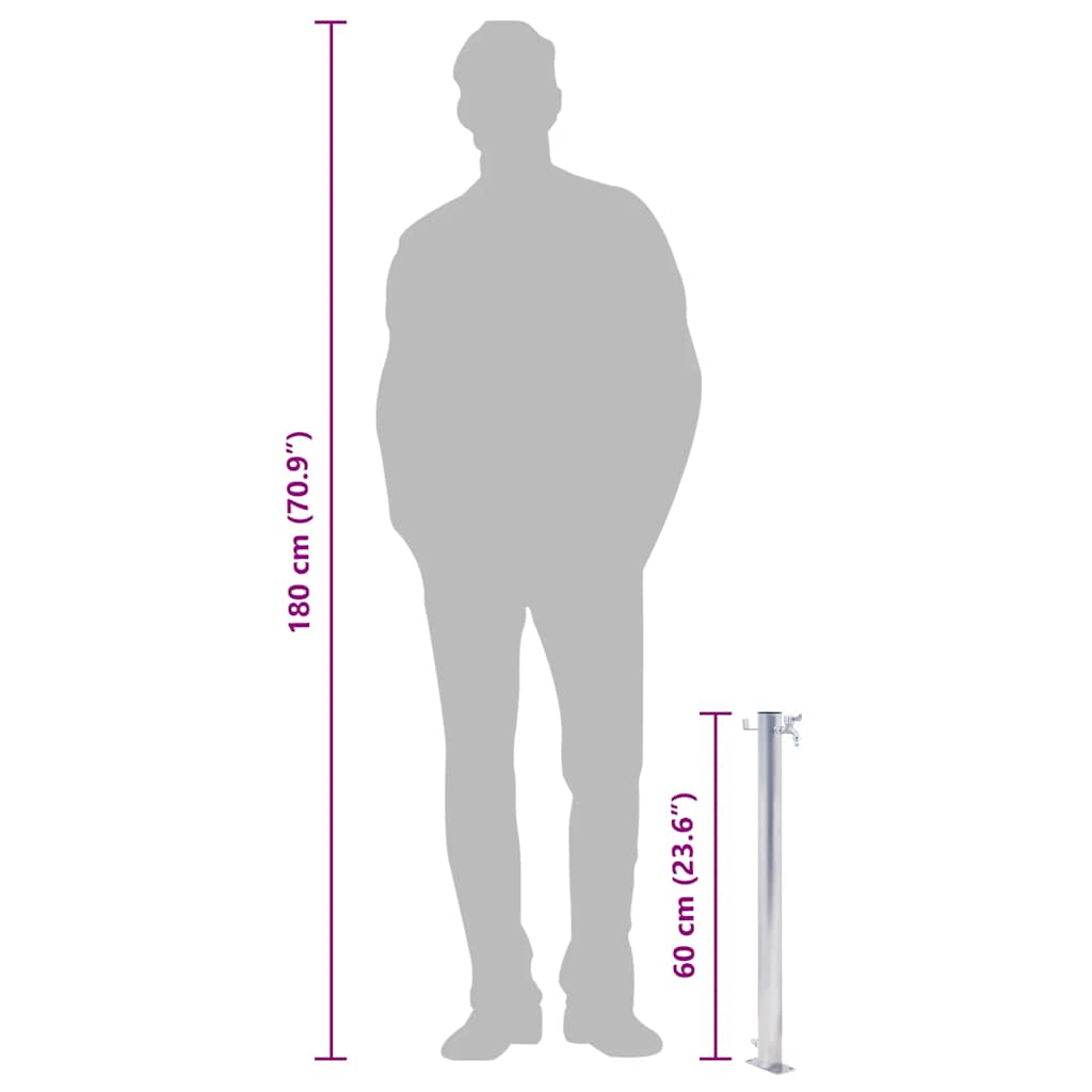 Βρύση Δαπέδου Κήπου Στρογγυλή 60 εκ. από Ανοξείδωτο Ατσάλι