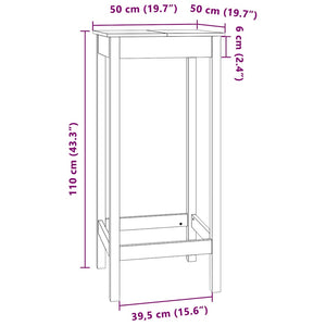 Τραπέζι Μπαρ Λευκό 50 x 50 x 110 εκ. από Μασίφ Ξύλο Πεύκου - Pakobazaar