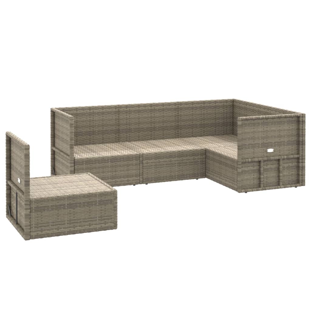 Σαλόνι Κήπου Σετ 5 Τεμαχίων Γκρι Συνθετικό Ρατάν με Μαξιλάρια
