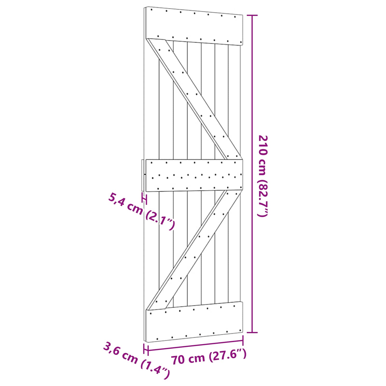 Πόρτα NARVIK Φυσικό 70 x 210 cm Συμπαγές Ξύλο Πεύκου - Pakobazaar