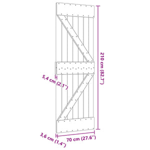 Πόρτα NARVIK Φυσικό 70 x 210 cm Συμπαγές Ξύλο Πεύκου - Pakobazaar