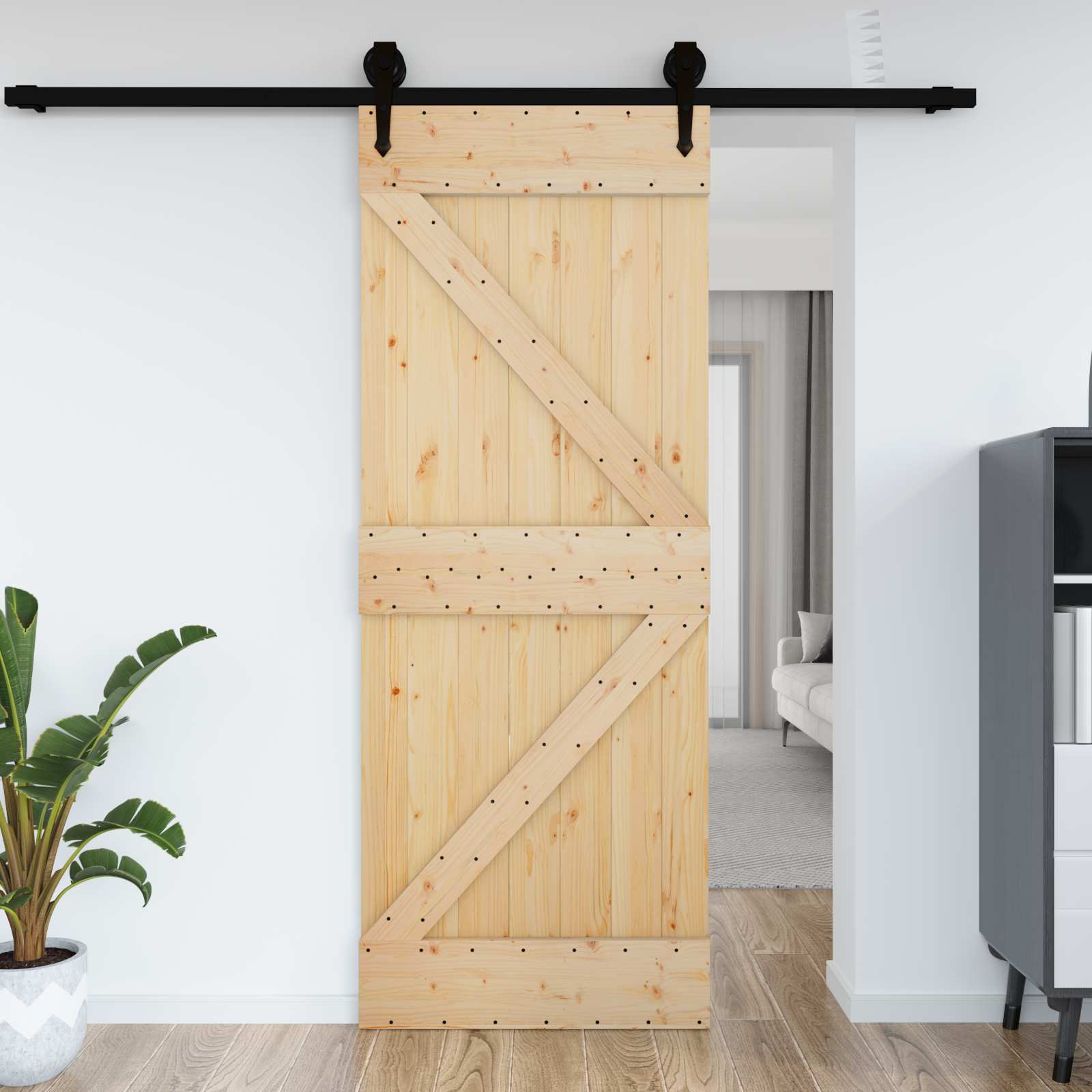 Πόρτα NARVIK Φυσικό 95 x 210 cm Συμπαγές Ξύλο Πεύκου - Pakobazaar