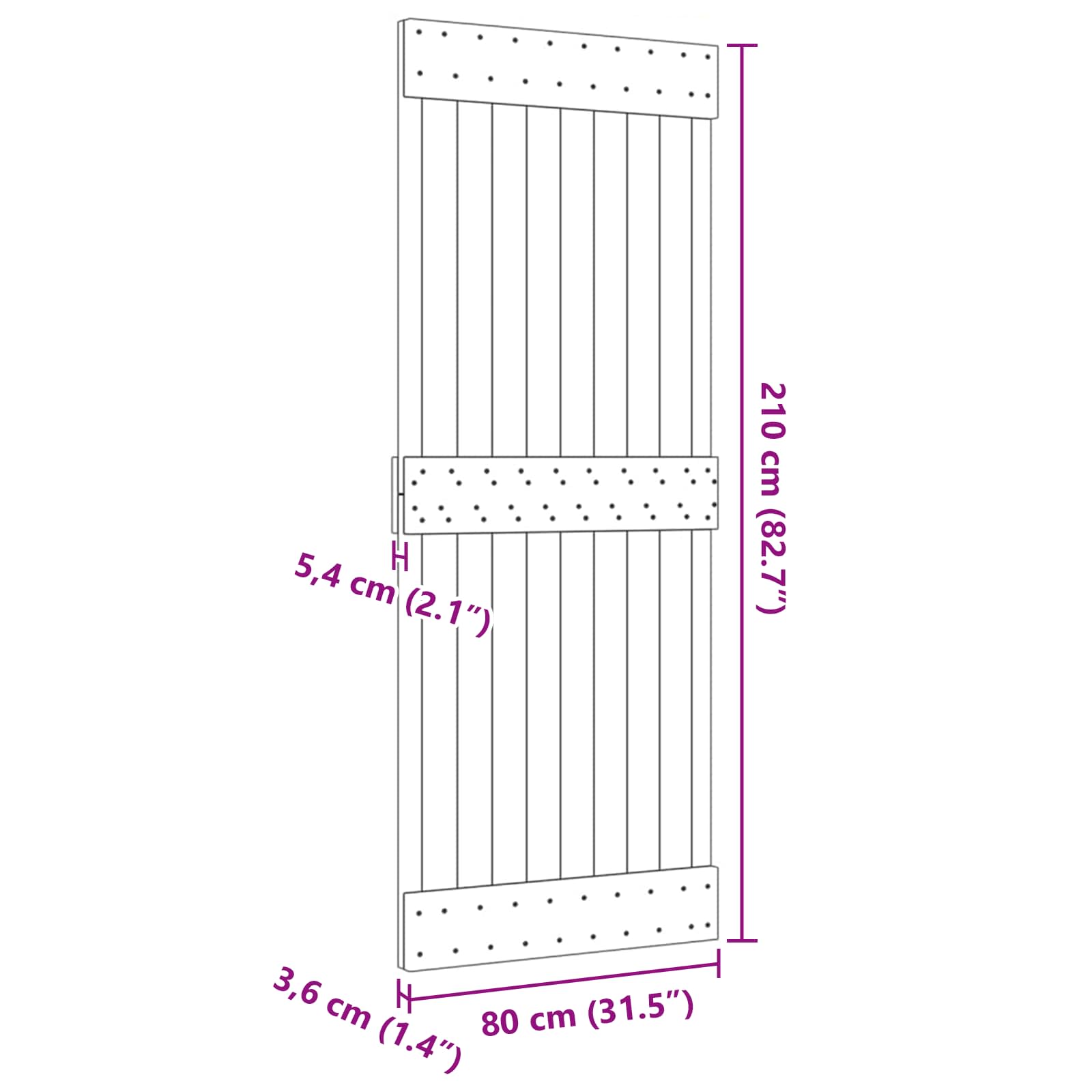 Πόρτα NARVIK Φυσικό 80 x 210 cm Συμπαγές Ξύλο Πεύκου - Pakobazaar
