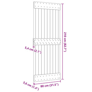 Πόρτα NARVIK Φυσικό 80 x 210 cm Συμπαγές Ξύλο Πεύκου - Pakobazaar
