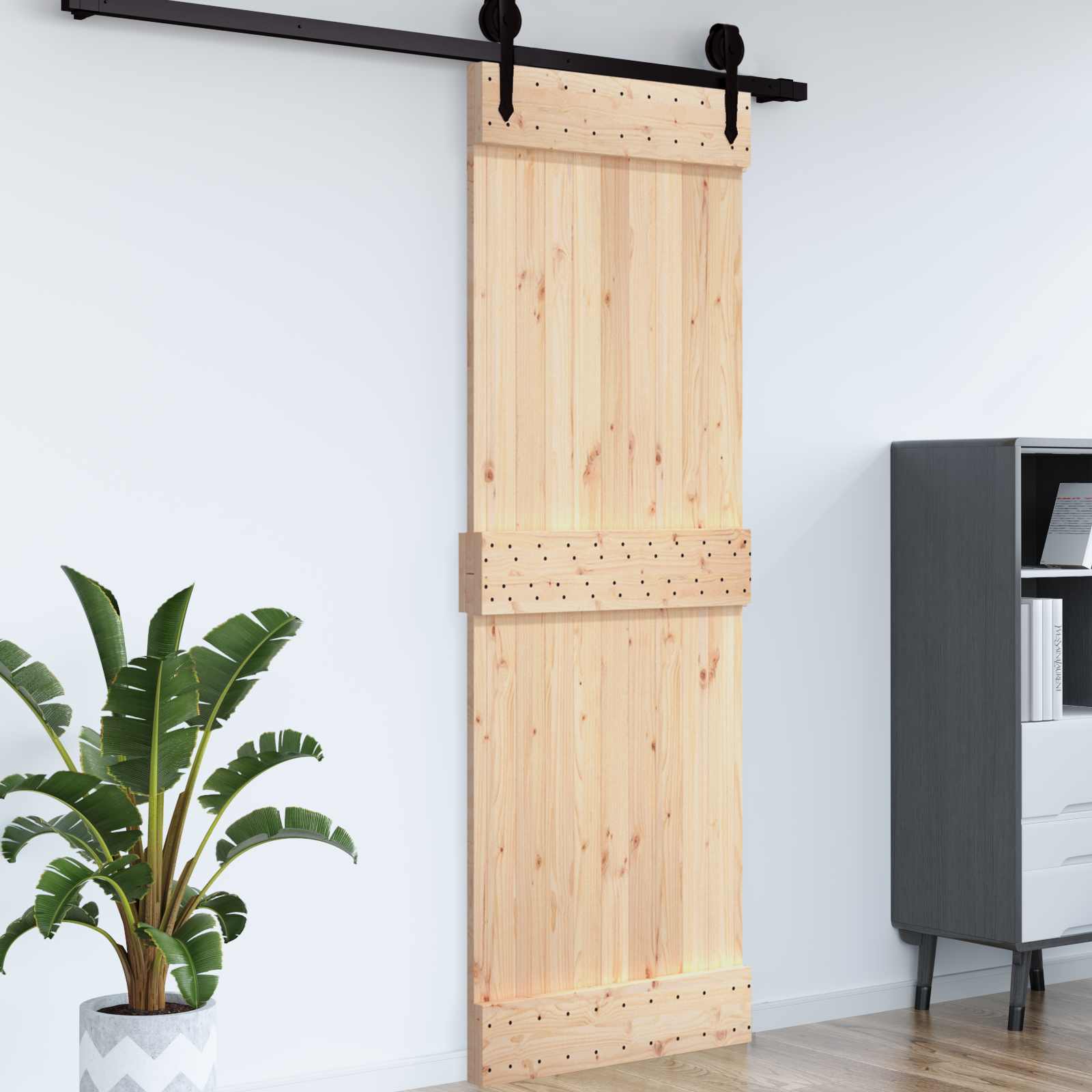 Πόρτα NARVIK Φυσικό 85 x 210 cm Συμπαγές Ξύλο Πεύκου - Pakobazaar