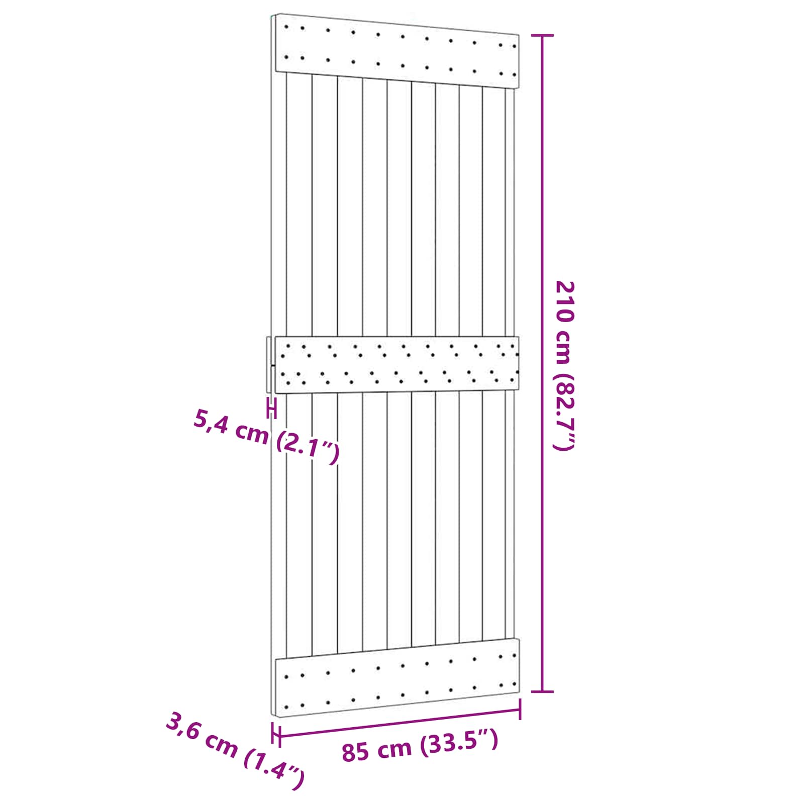 Πόρτα NARVIK Φυσικό 85 x 210 cm Συμπαγές Ξύλο Πεύκου - Pakobazaar