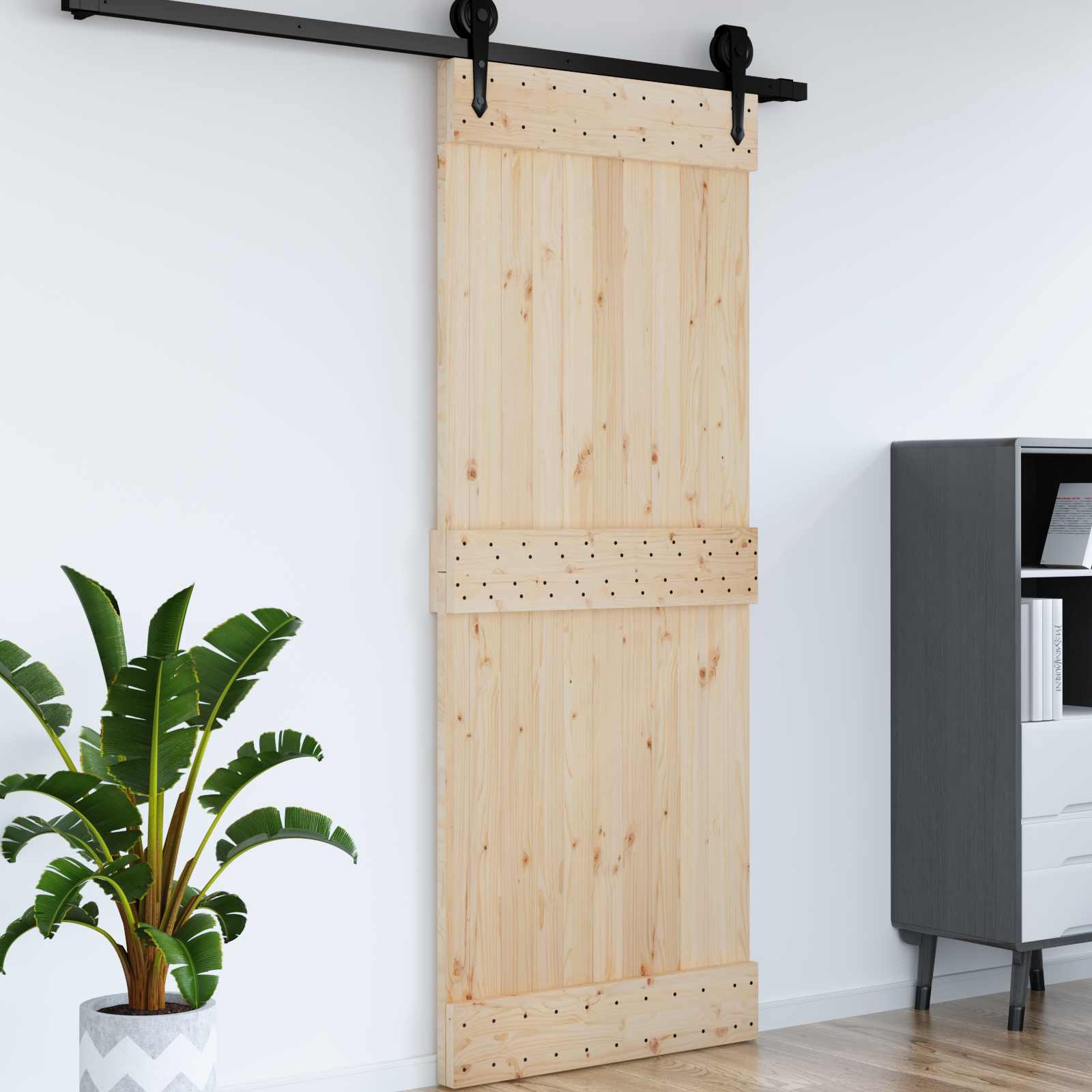 Πόρτα NARVIK Φυσικό 90 x 210 cm Συμπαγές Ξύλο Πεύκου - Pakobazaar