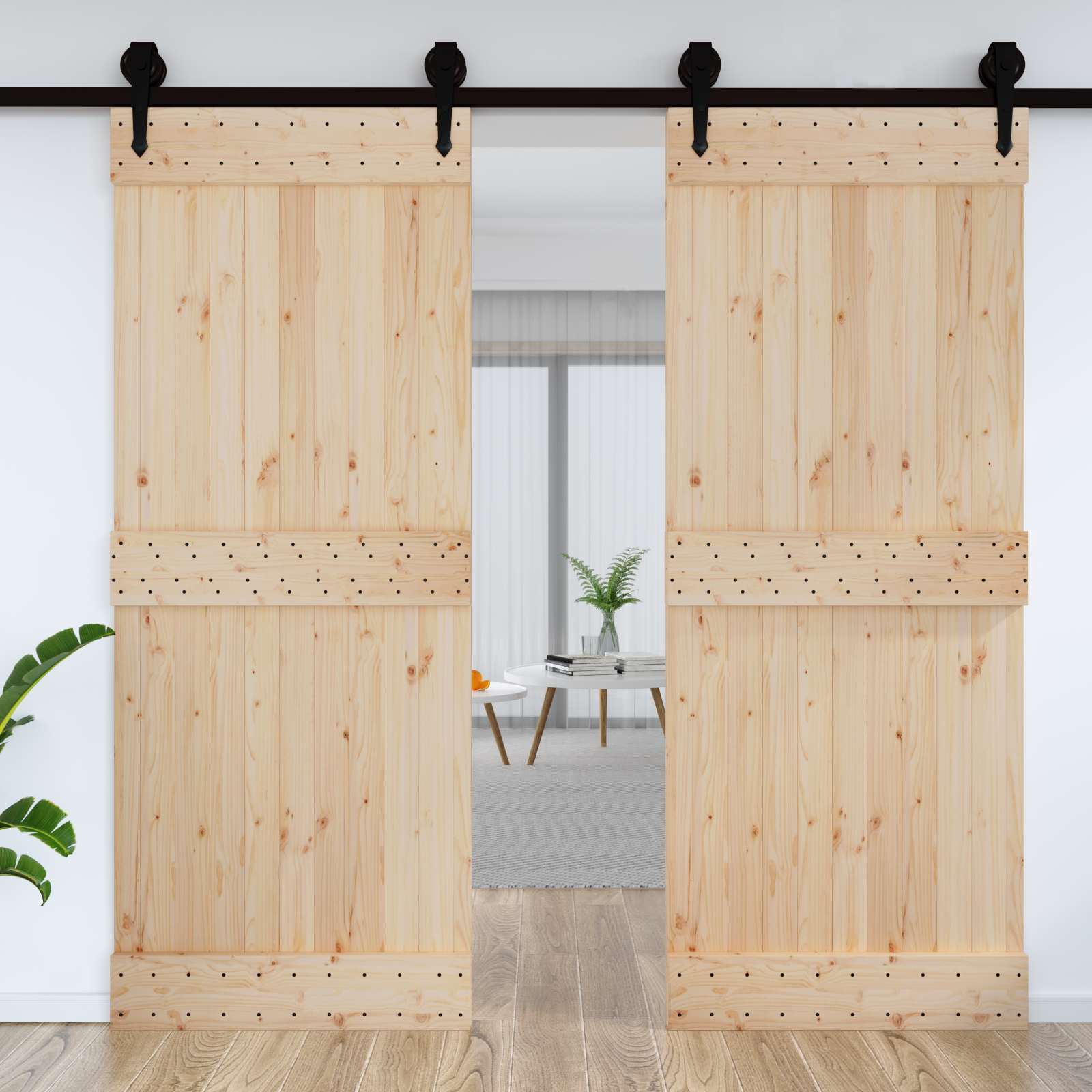 Πόρτα NARVIK Φυσικό 90 x 210 cm Συμπαγές Ξύλο Πεύκου - Pakobazaar