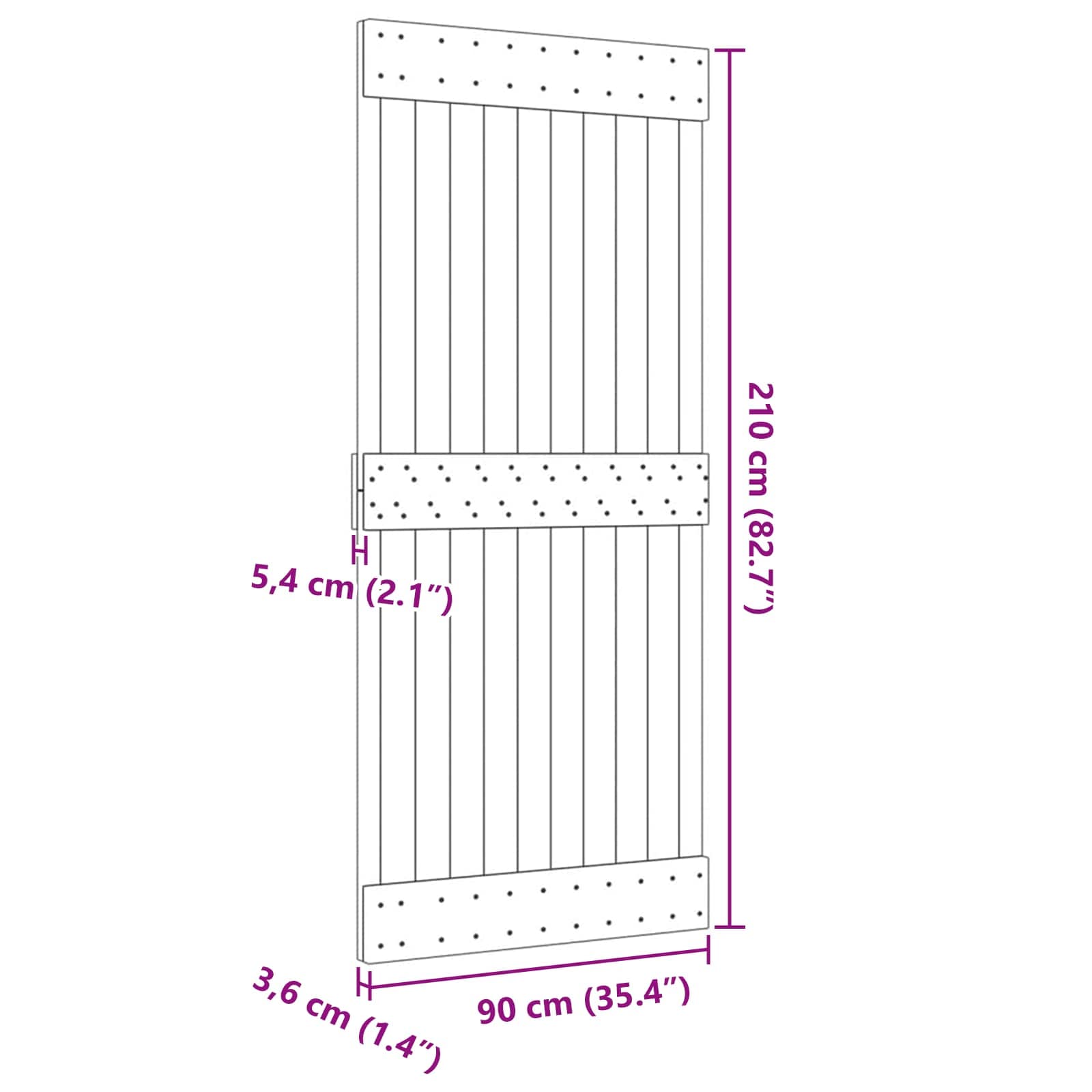 Πόρτα NARVIK Φυσικό 90 x 210 cm Συμπαγές Ξύλο Πεύκου - Pakobazaar