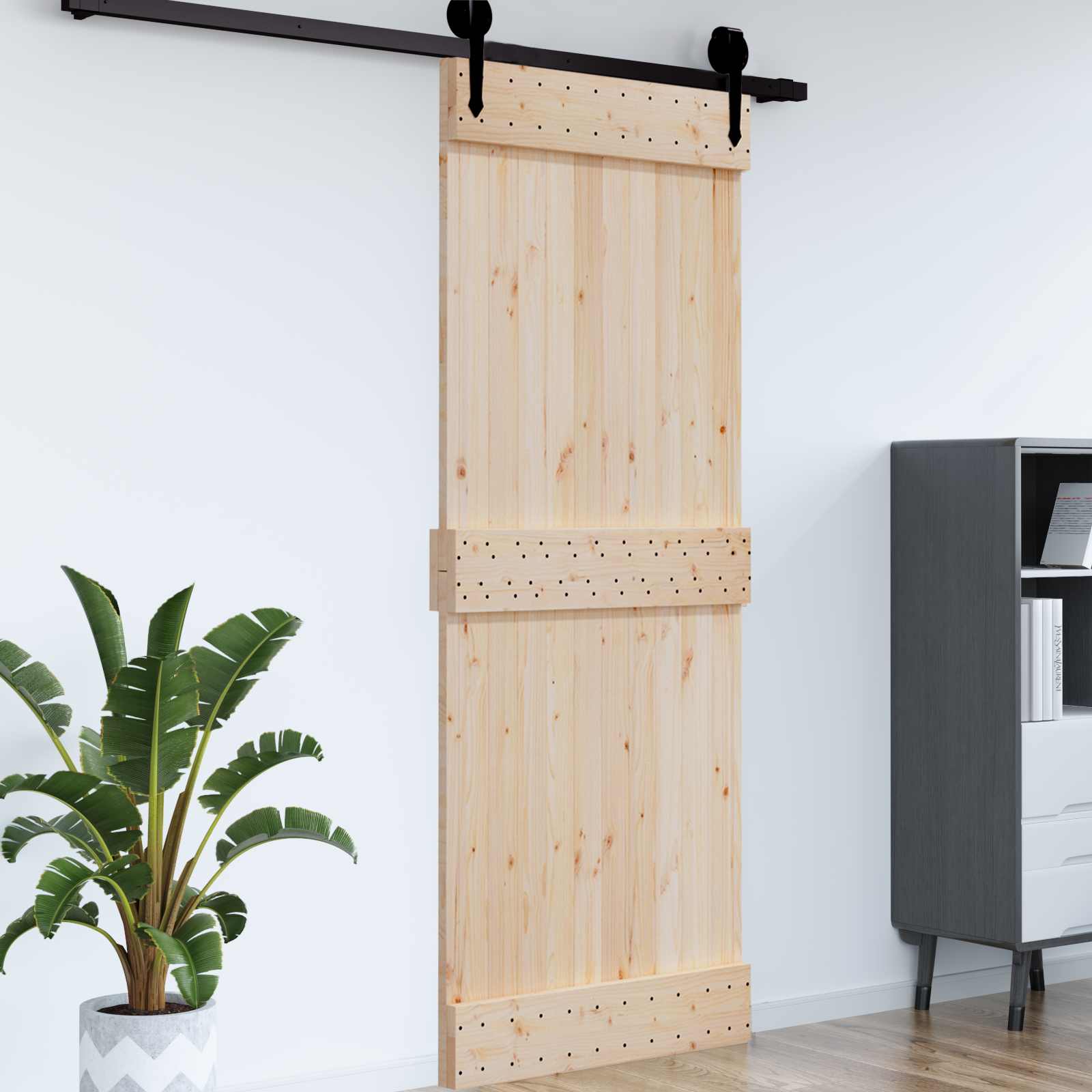 Πόρτα NARVIK Φυσικό 95 x 210 cm Συμπαγές Ξύλο Πεύκου - Pakobazaar