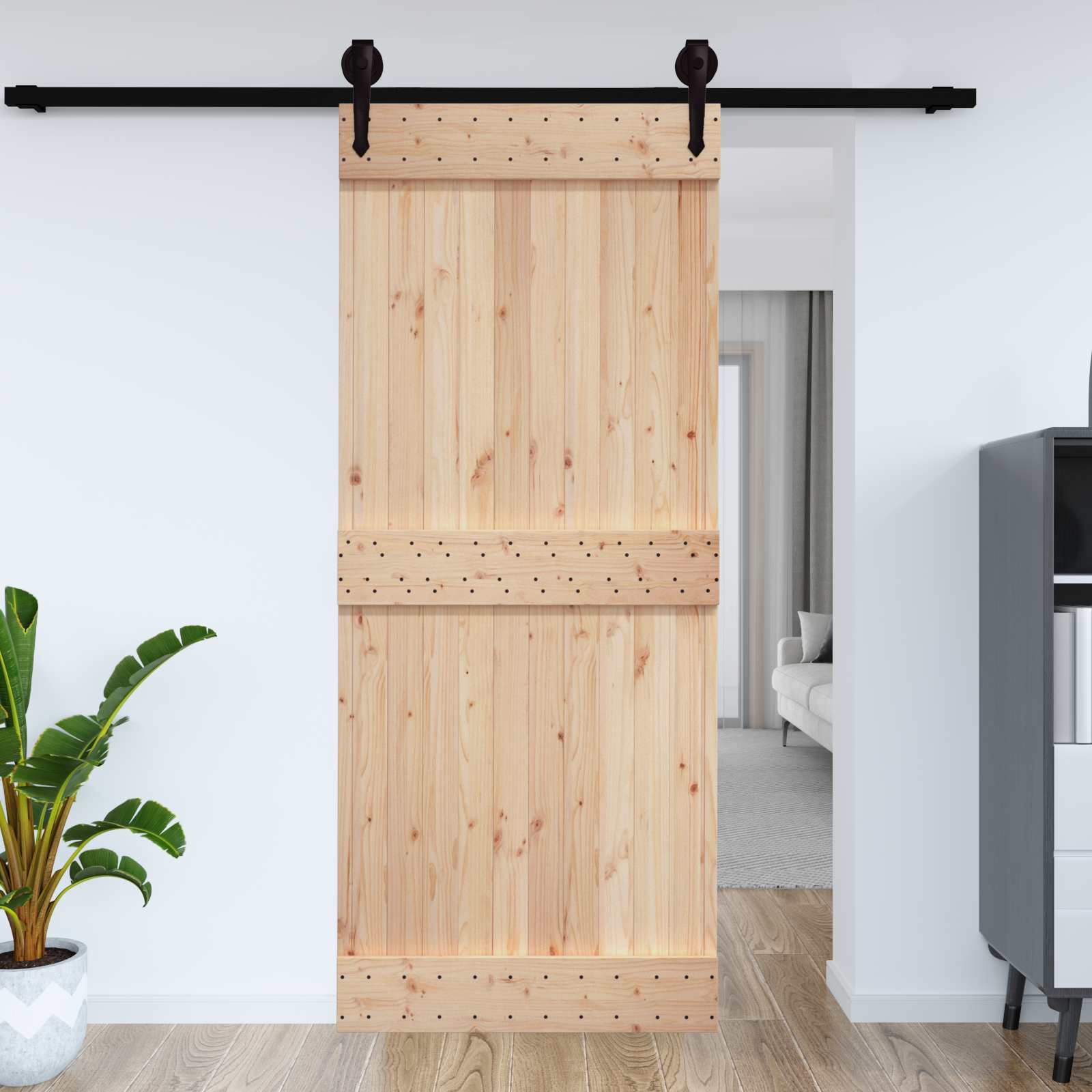 Πόρτα NARVIK Φυσικό 95 x 210 cm Συμπαγές Ξύλο Πεύκου - Pakobazaar