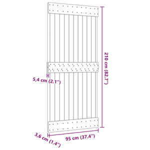 Πόρτα NARVIK Φυσικό 95 x 210 cm Συμπαγές Ξύλο Πεύκου - Pakobazaar