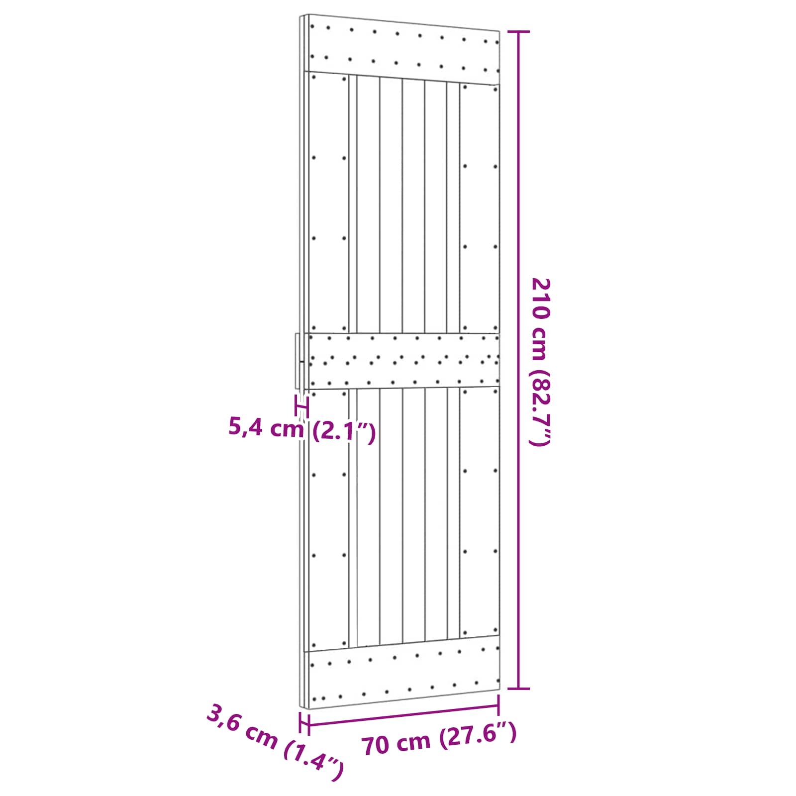 Πόρτα NARVIK Φυσικό 70 x 210 cm Συμπαγές Ξύλο Πεύκου - Pakobazaar