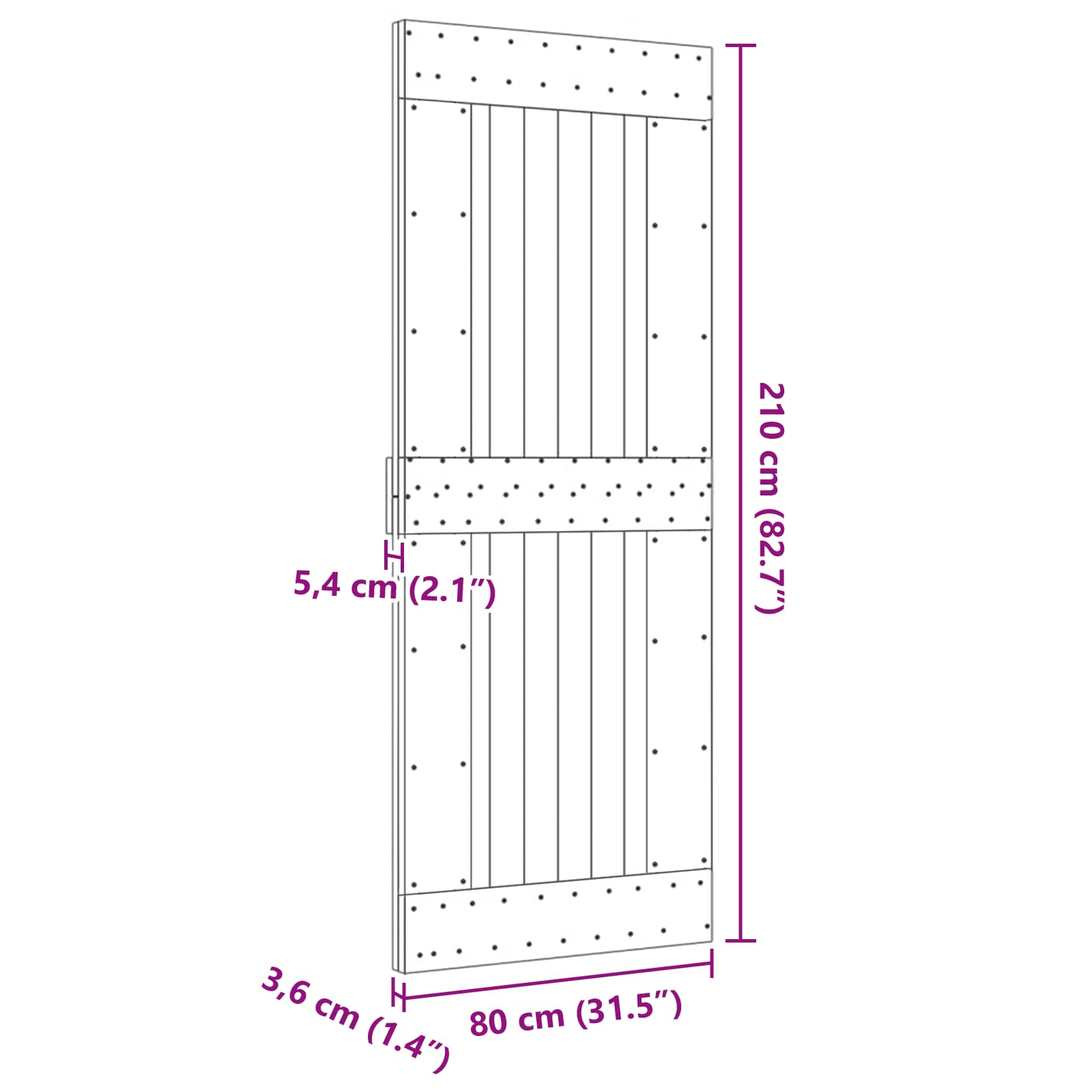 Πόρτα NARVIK Φυσικό 80 x 210 cm Συμπαγές Ξύλο Πεύκου - Pakobazaar