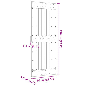 Πόρτα NARVIK Φυσικό 80 x 210 cm Συμπαγές Ξύλο Πεύκου - Pakobazaar