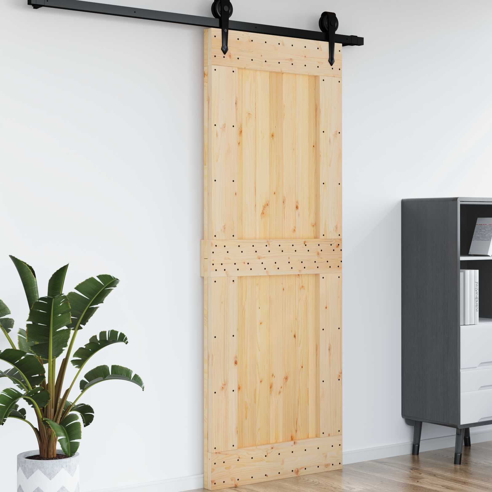 Πόρτα NARVIK Φυσικό 85 x 210 cm Συμπαγές Ξύλο Πεύκου - Pakobazaar