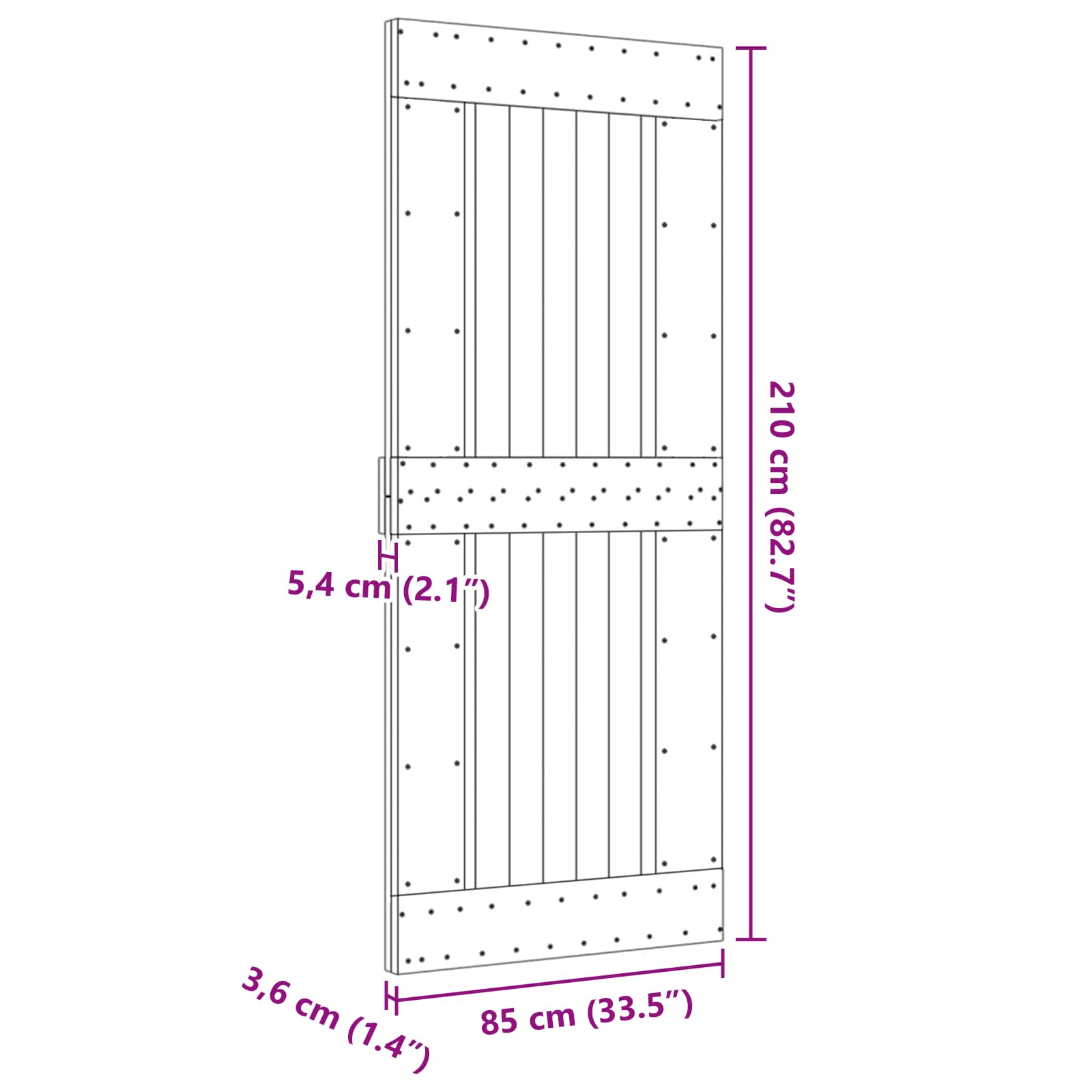 Πόρτα NARVIK Φυσικό 85 x 210 cm Συμπαγές Ξύλο Πεύκου - Pakobazaar