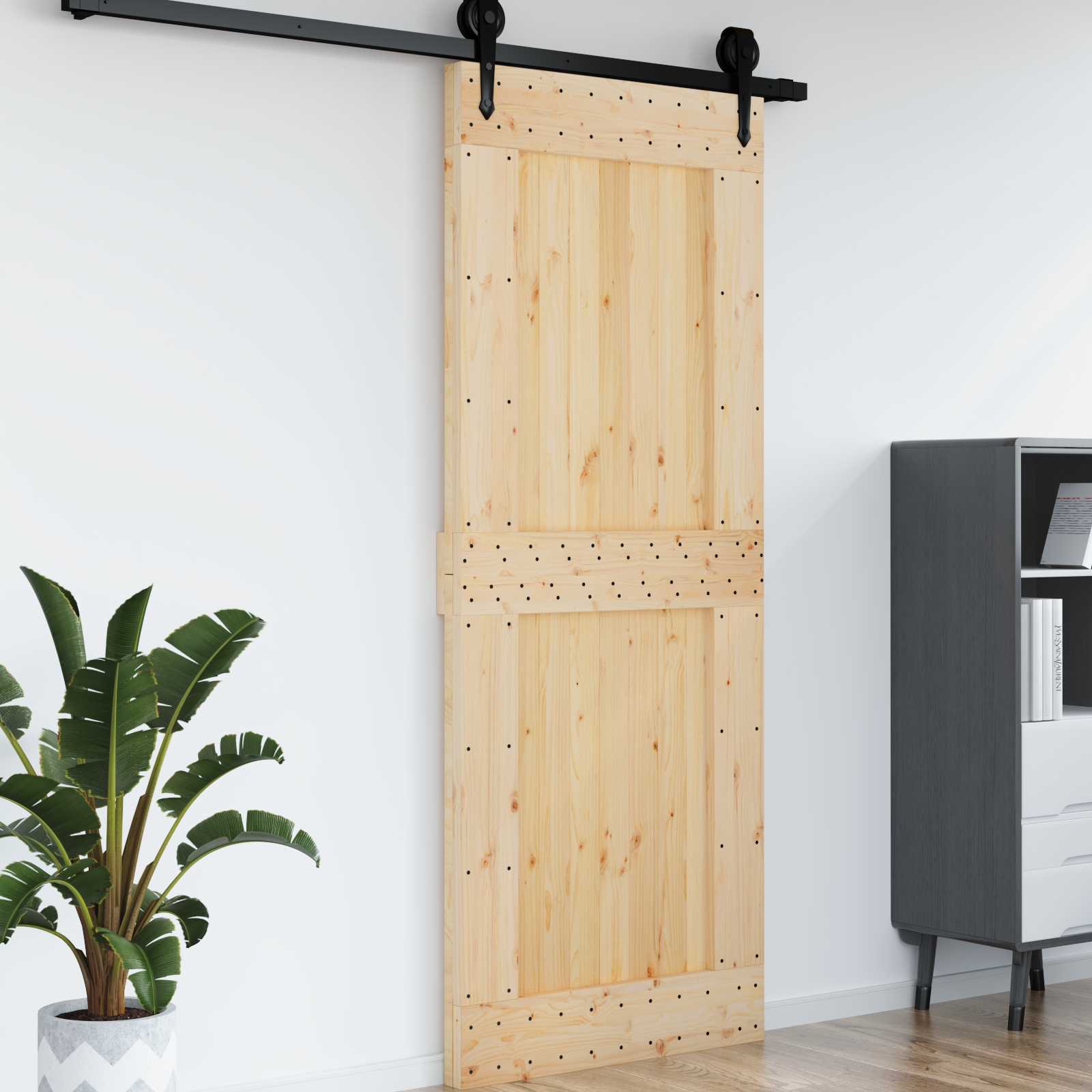 Πόρτα NARVIK Φυσικό 90 x 210 cm Συμπαγές Ξύλο Πεύκου - Pakobazaar