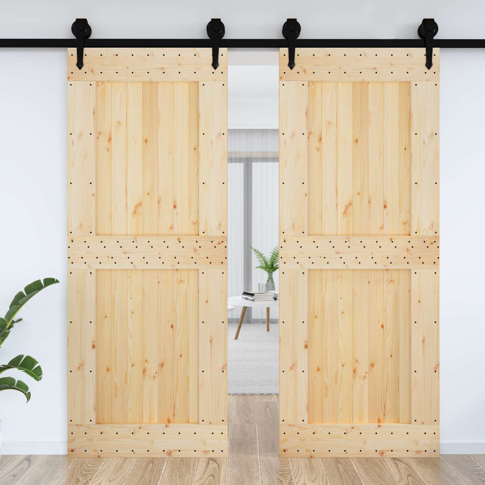 Πόρτα NARVIK Φυσικό 90 x 210 cm Συμπαγές Ξύλο Πεύκου - Pakobazaar