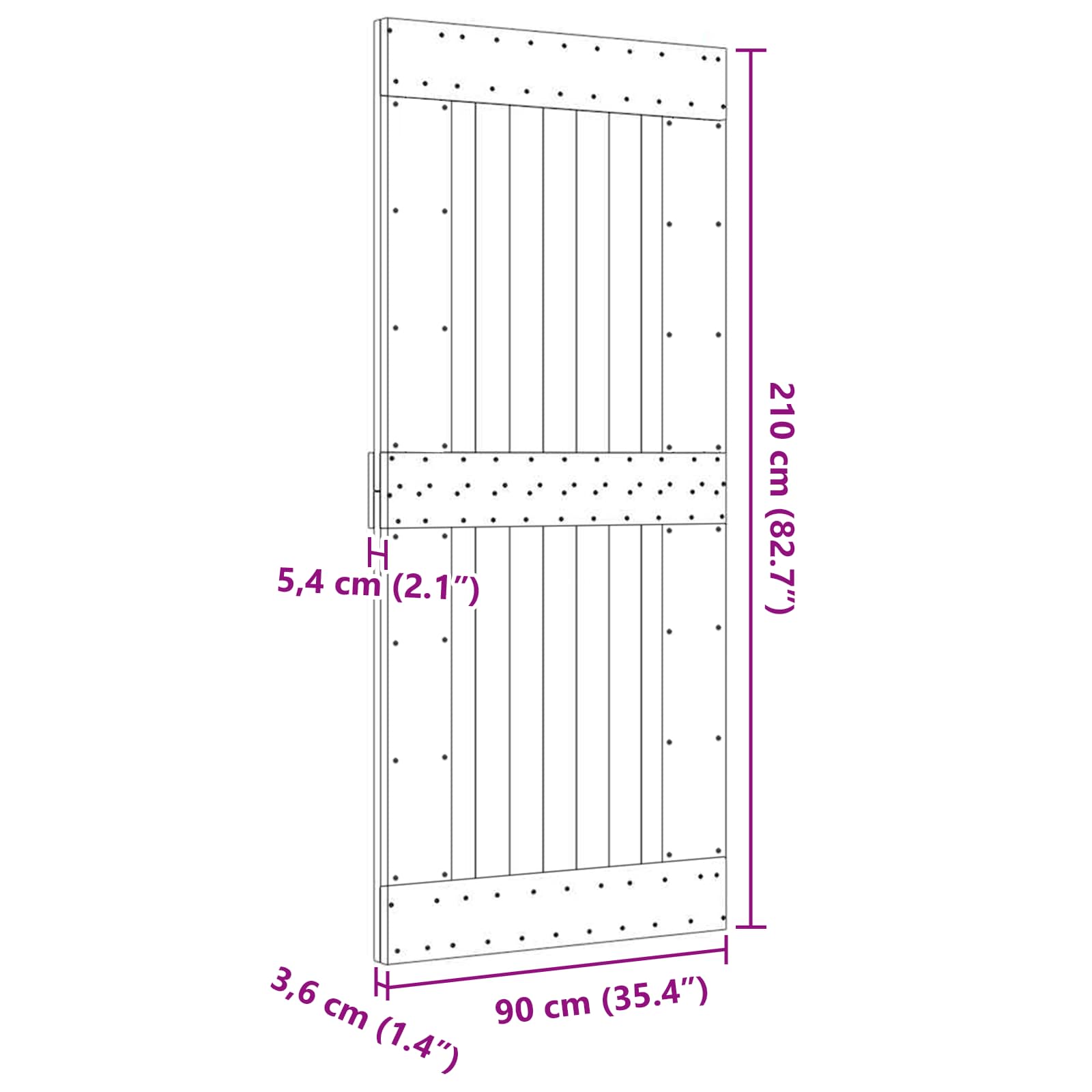 Πόρτα NARVIK Φυσικό 90 x 210 cm Συμπαγές Ξύλο Πεύκου - Pakobazaar