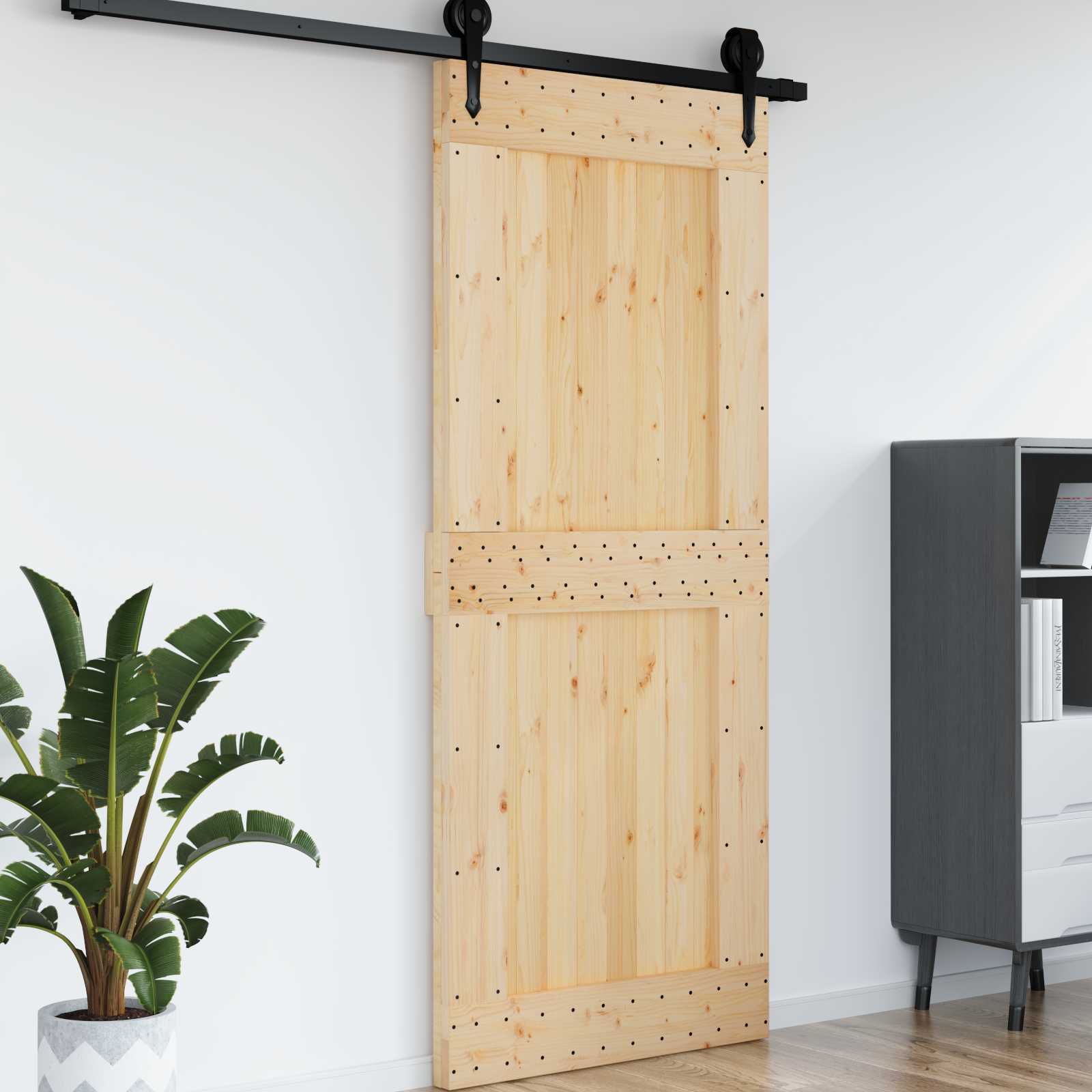 Πόρτα NARVIK Φυσικό 95 x 210 cm Συμπαγές Ξύλο Πεύκου - Pakobazaar