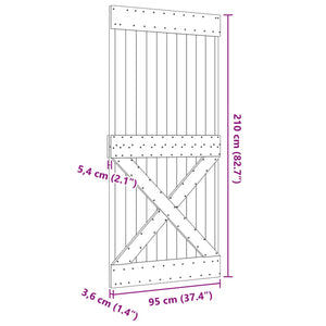Πόρτα NARVIK Φυσικό 95 x 210 cm Συμπαγές Ξύλο Πεύκου - Pakobazaar