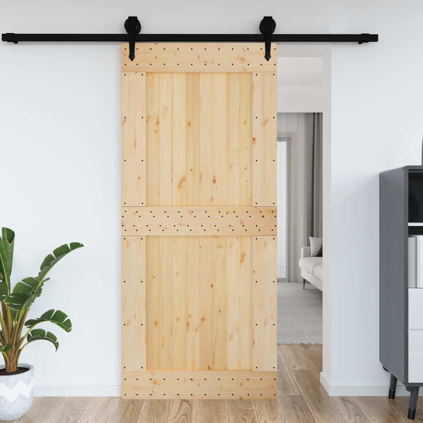 Πόρτα NARVIK Φυσικό 100 x 210 cm Συμπαγές Ξύλο Πεύκου - Pakobazaar