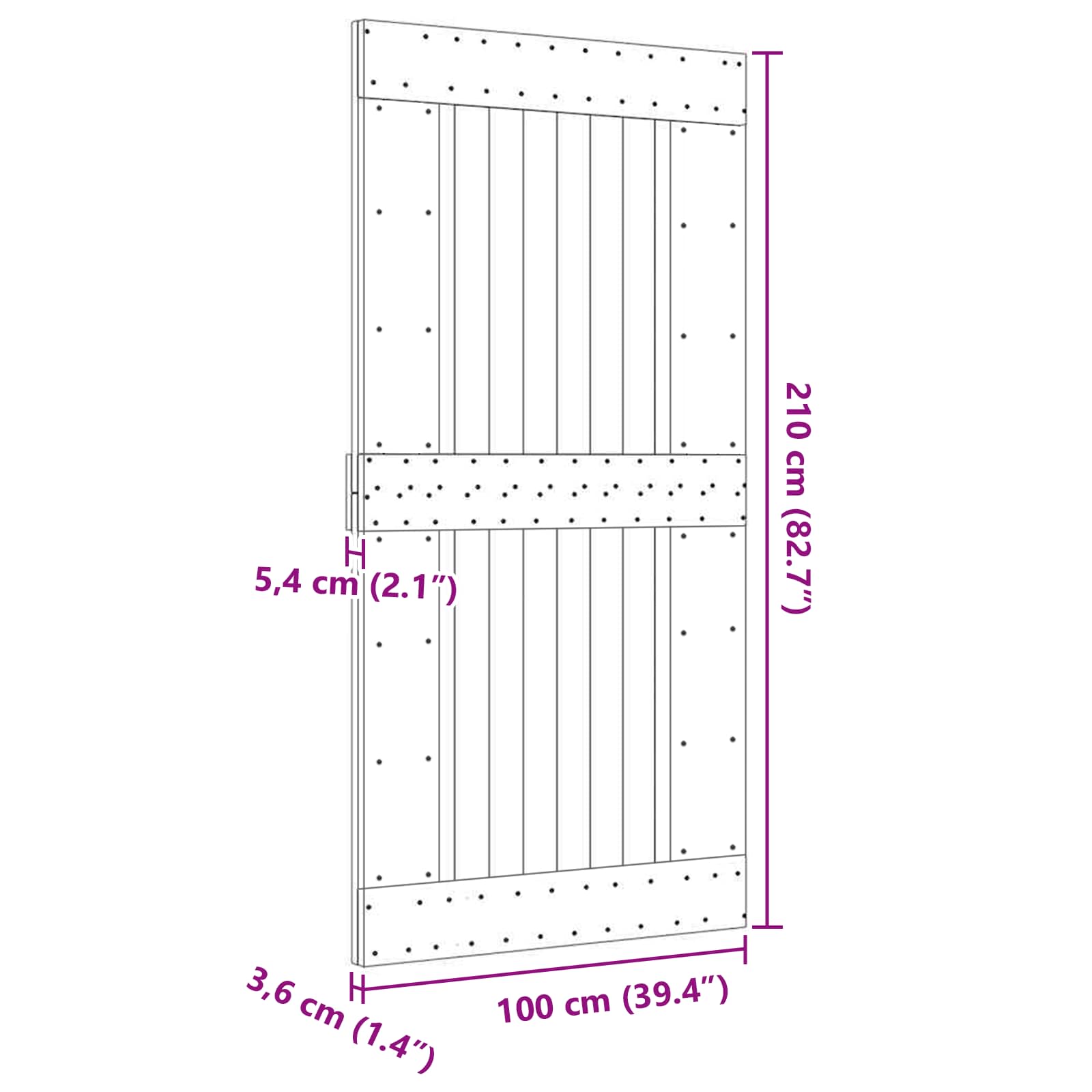 Πόρτα NARVIK Φυσικό 100 x 210 cm Συμπαγές Ξύλο Πεύκου - Pakobazaar