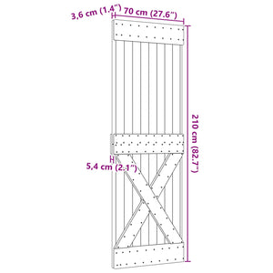 Πόρτα NARVIK Φυσικό 70 x 210 cm Συμπαγές Ξύλο Πεύκου - Pakobazaar