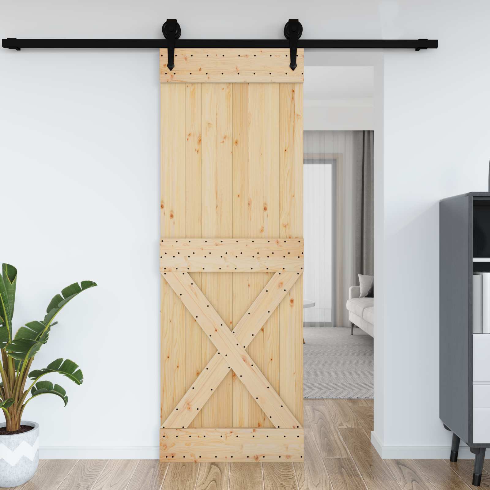 Πόρτα NARVIK Φυσικό 80 x 210 cm Συμπαγές Ξύλο Πεύκου - Pakobazaar