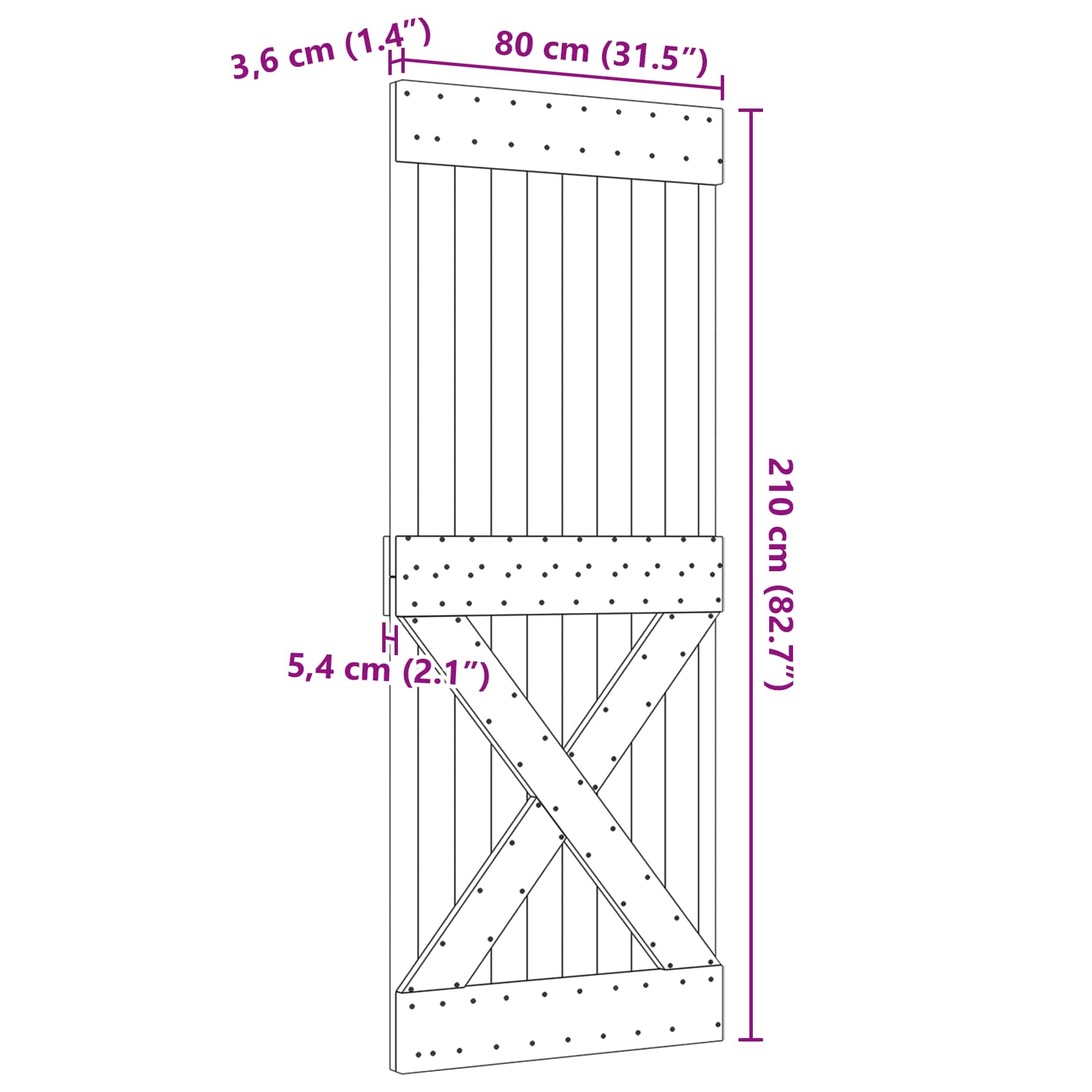 Πόρτα NARVIK Φυσικό 80 x 210 cm Συμπαγές Ξύλο Πεύκου - Pakobazaar
