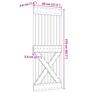Πόρτα NARVIK Φυσικό 80 x 210 cm Συμπαγές Ξύλο Πεύκου - Pakobazaar