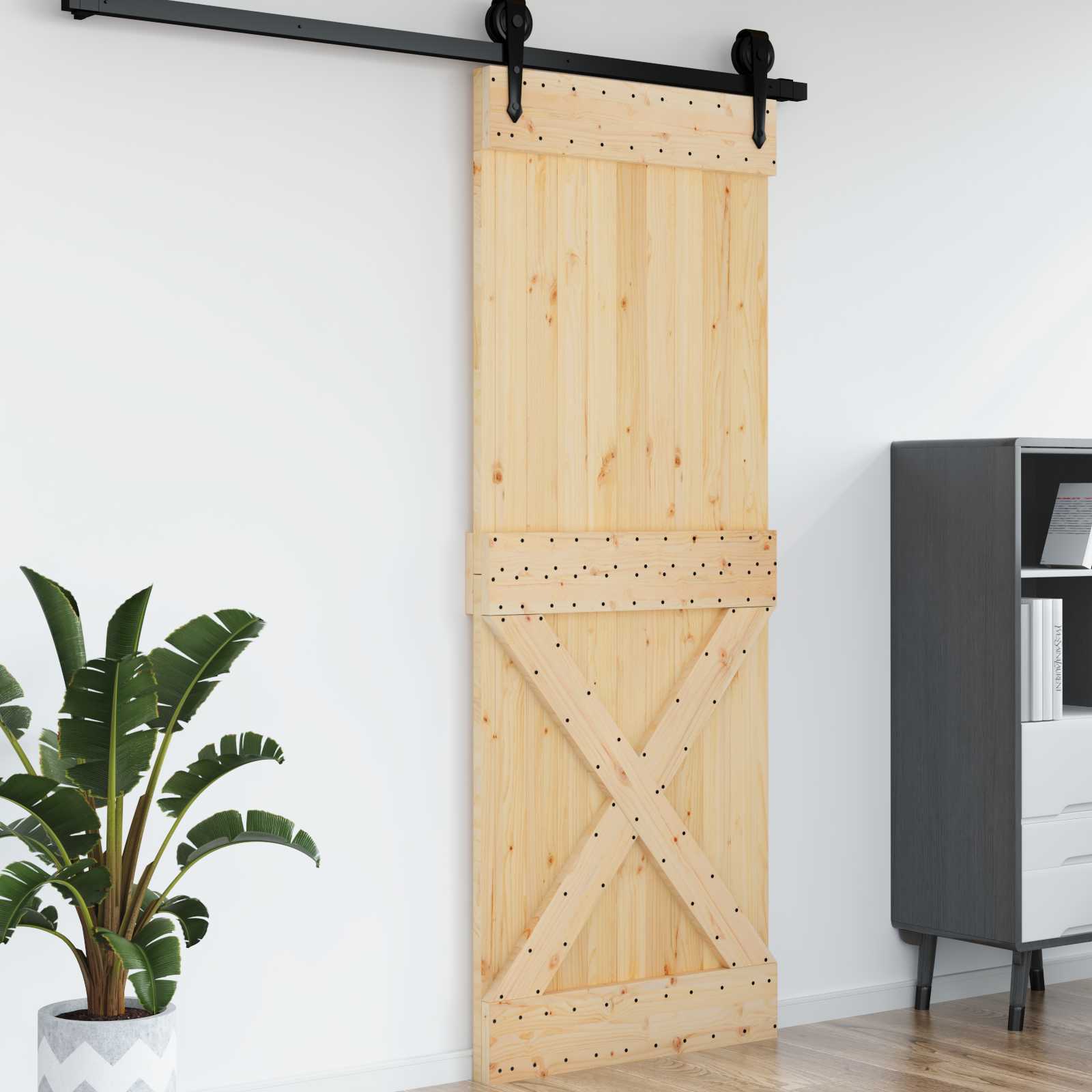Πόρτα NARVIK Φυσικό 85 x 210 cm Συμπαγές Ξύλο Πεύκου - Pakobazaar