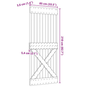 Πόρτα NARVIK Φυσικό 85 x 210 cm Συμπαγές Ξύλο Πεύκου - Pakobazaar
