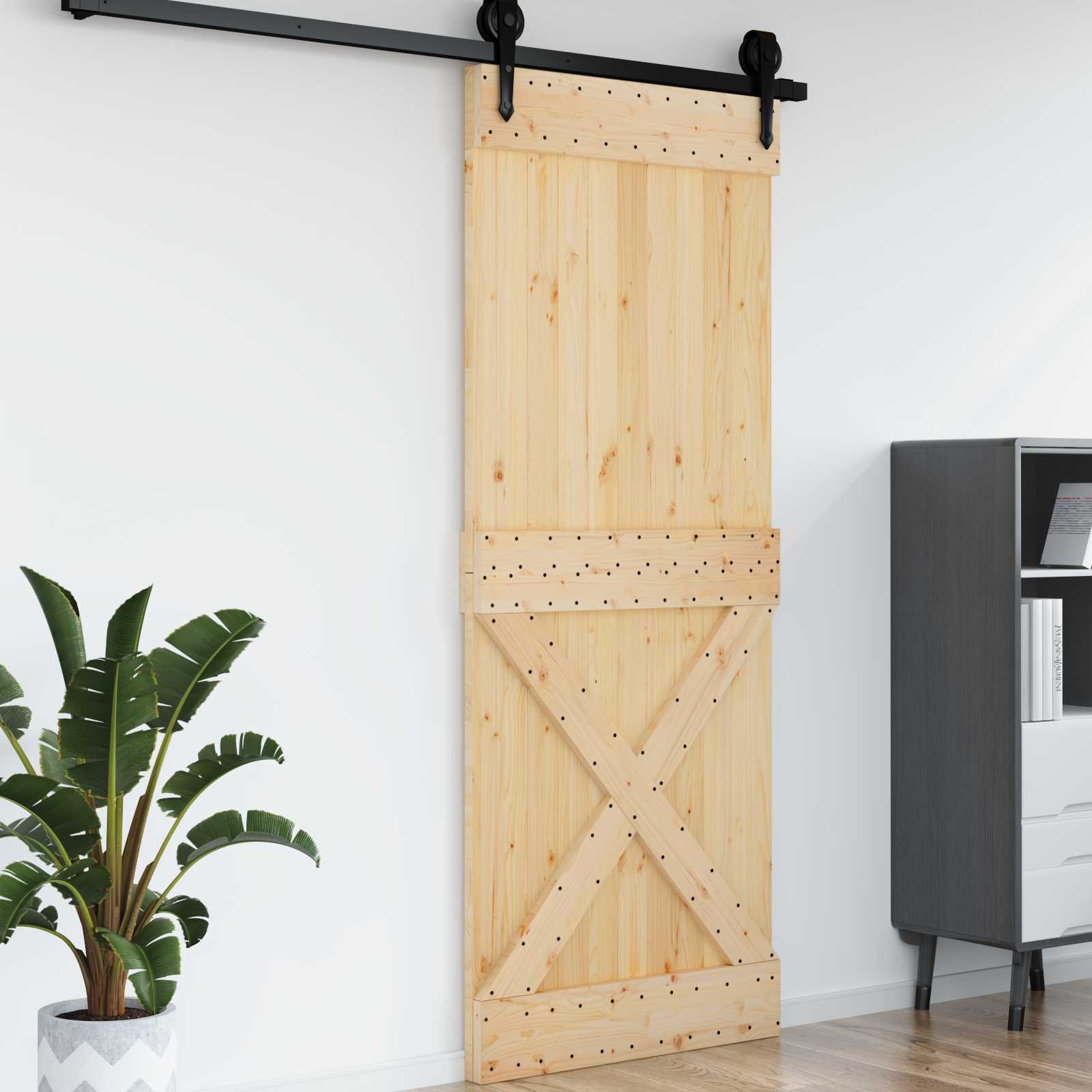 Πόρτα NARVIK Φυσικό 90 x 210 cm Συμπαγές Ξύλο Πεύκου - Pakobazaar
