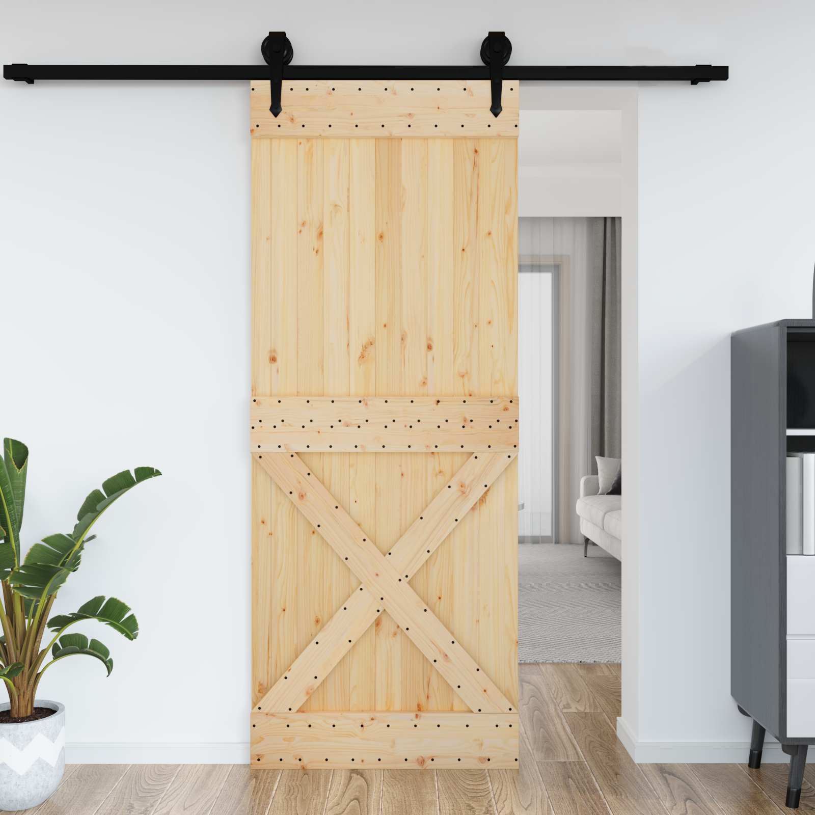 Πόρτα NARVIK Φυσικό 90 x 210 cm Συμπαγές Ξύλο Πεύκου - Pakobazaar
