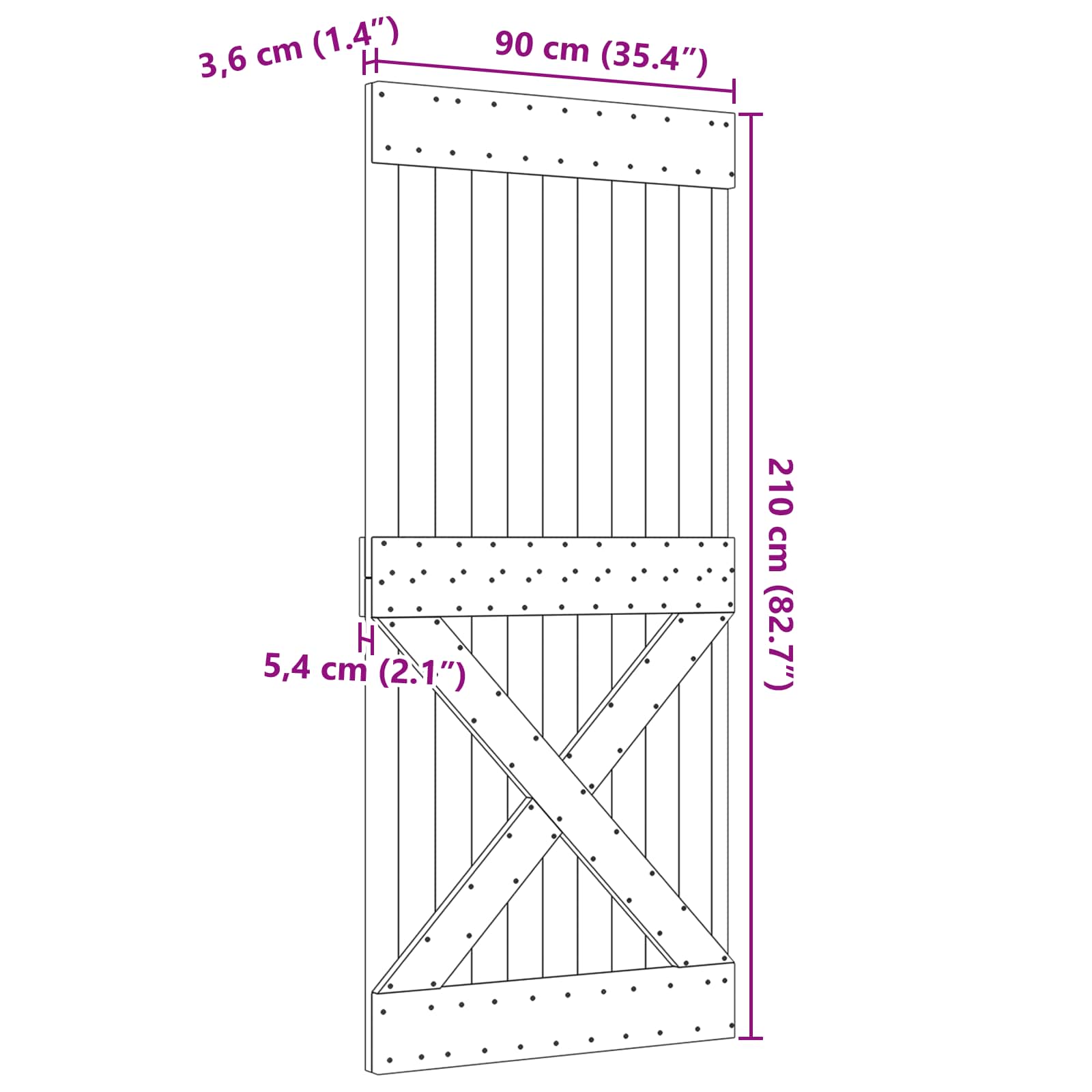 Πόρτα NARVIK Φυσικό 90 x 210 cm Συμπαγές Ξύλο Πεύκου - Pakobazaar