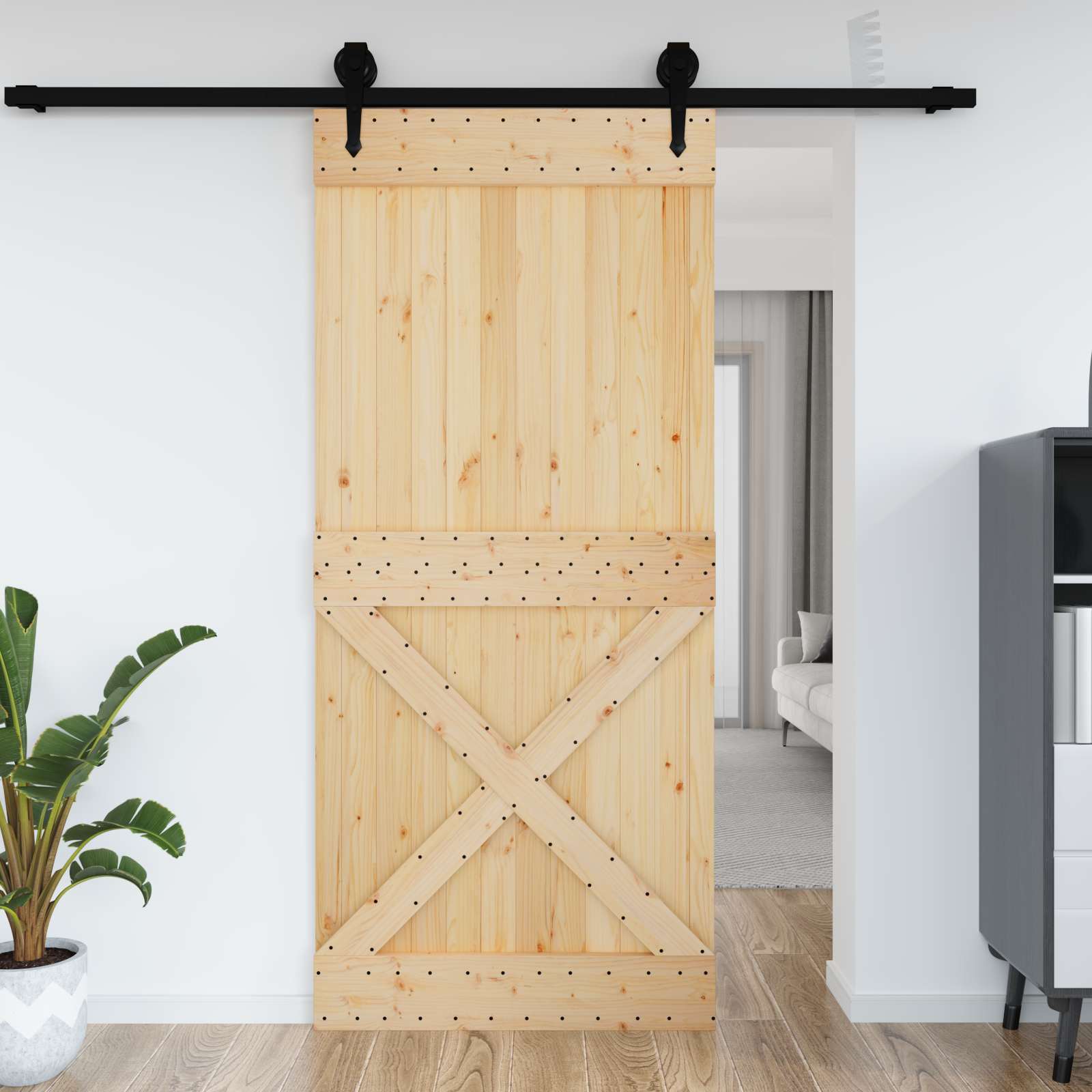 Πόρτα NARVIK Φυσικό 100 x 210 cm Συμπαγές Ξύλο Πεύκου - Pakobazaar