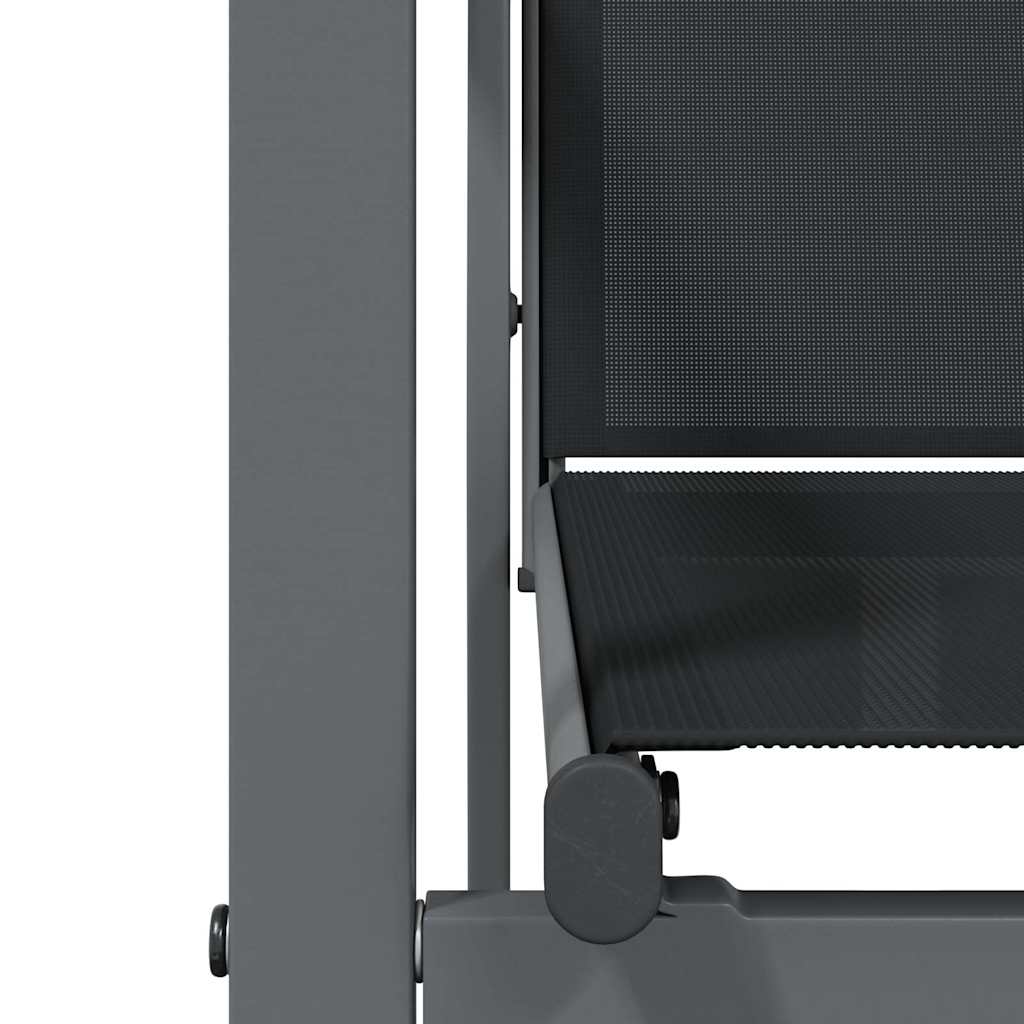 Σετ Τραπεζαρίας Κήπου 7 Τεμαχίων Μαύρο Textilene & Ατσάλι