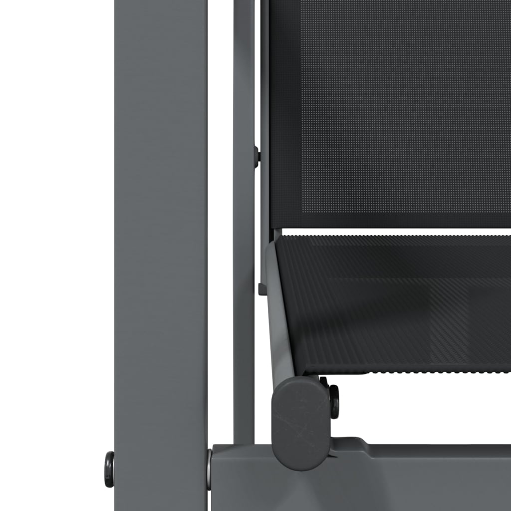 Σετ Τραπεζαρίας Κήπου 7 Τεμαχίων Μαύρο Textilene & Ατσάλι