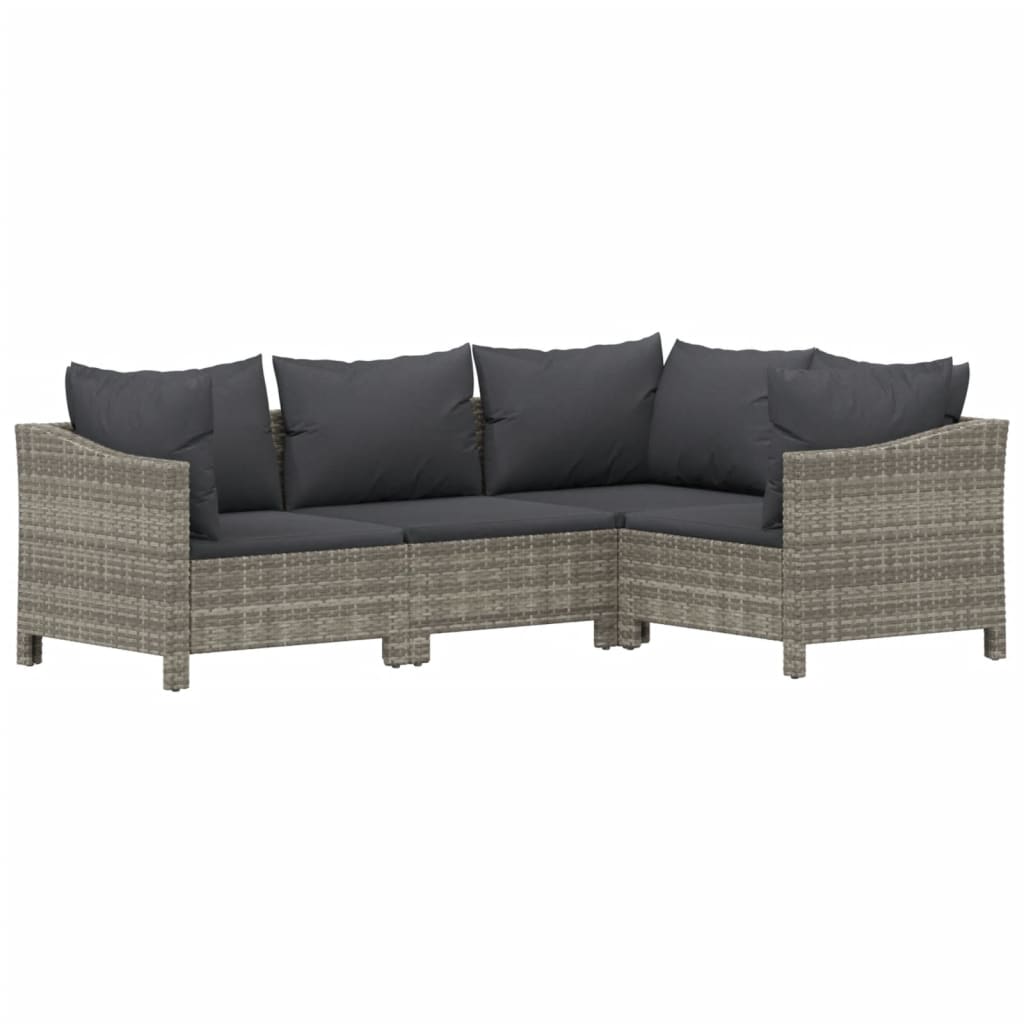 Σαλόνι Κήπου Σετ 5 Τεμαχίων Γκρι Συνθετικό Ρατάν με Μαξιλάρια