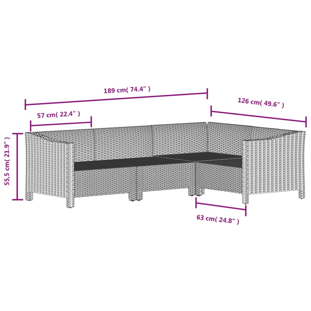 Σαλόνι Κήπου 7 Τεμαχίων Γκρι από Συνθετικό Ρατάν με Μαξιλάρια