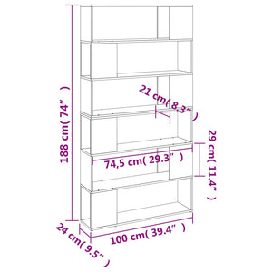 Βιβλιοθήκη/Διαχωριστικό Χώρου Γκρι Sonoma 100 x 24 x 188 εκ.