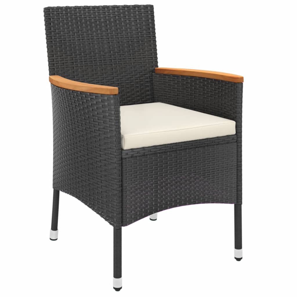 Σετ Τραπεζαρίας Κήπου 7 Τεμ. Μαύρο Συνθετικό Ρατάν με Μαξιλάρια