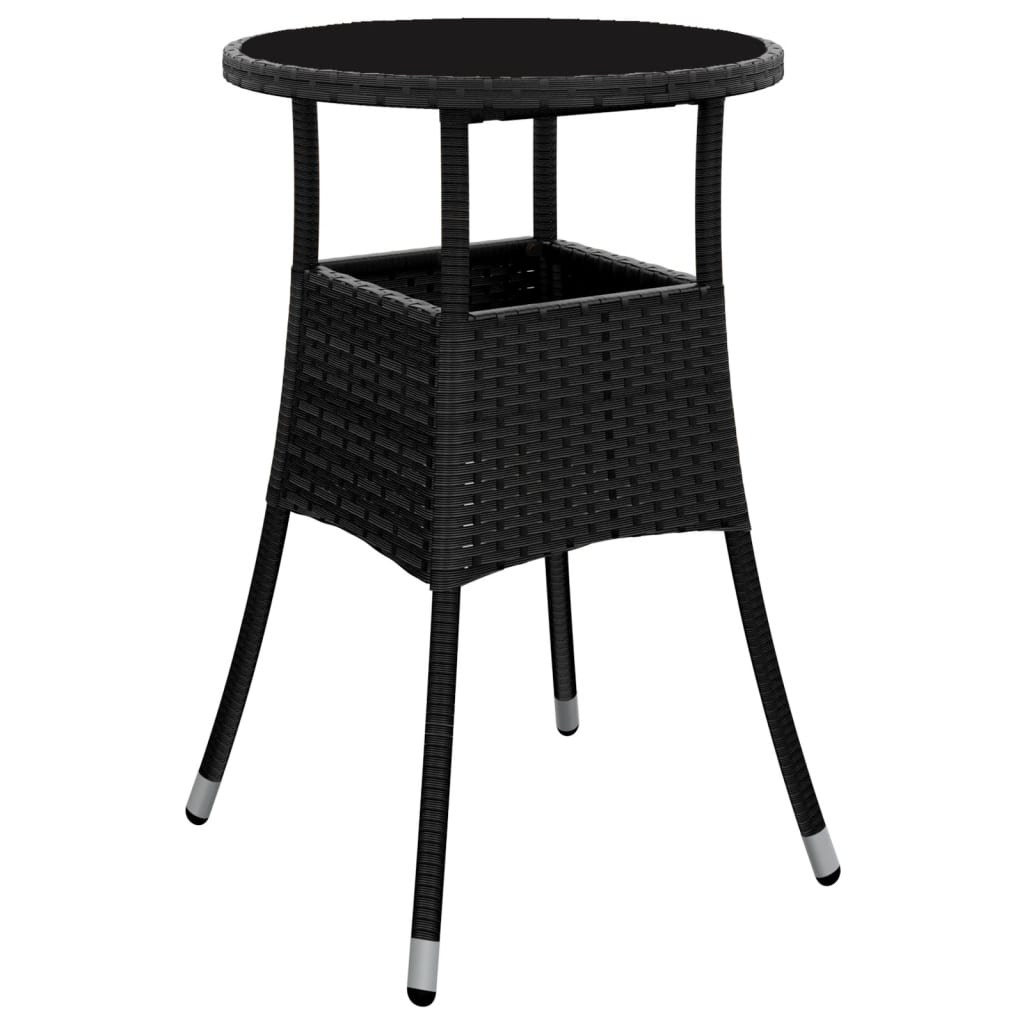 Σετ Επίπλων Bistro Κήπου 3 τεμ Μαύρο Συνθετ. Ρατάν με Μαξιλάρια